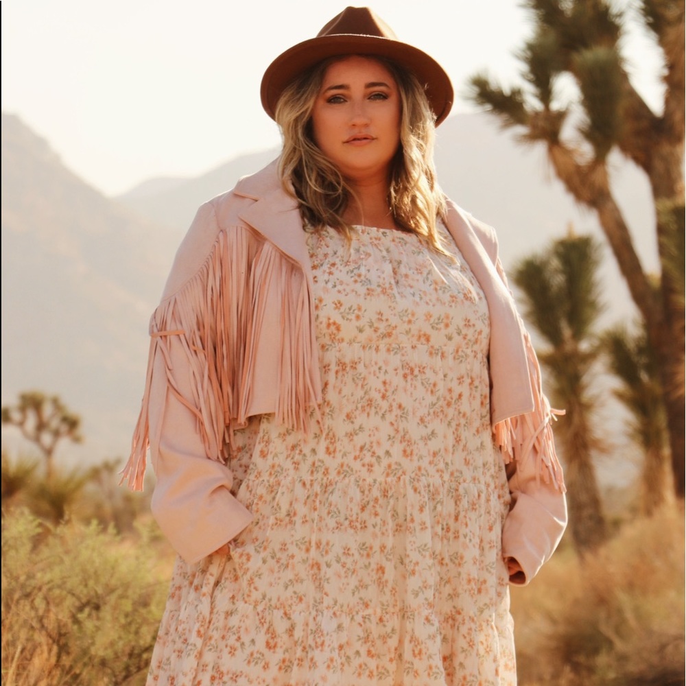 Blush Fringe Suede Jacket - Picture 3 of 4